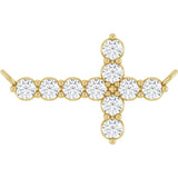 14K Yellow 1/3 CTW Lab-Grown Diamond Sideways Cross Necklace Center
