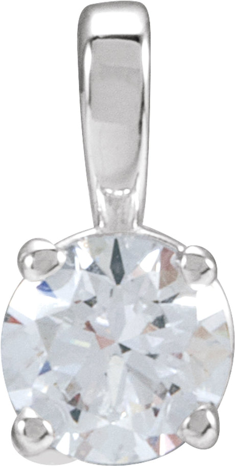 14K White Gold 3/4 CT Lab-Grown Diamond Pendant