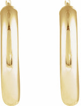 14K Yellow Round Tube 30 mm Hoop Earrings