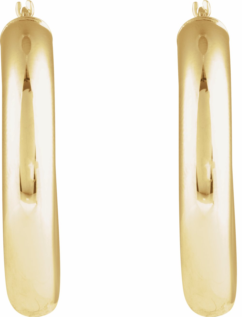 14K Yellow Gold Round Tube 30 mm Hoop Earrings
