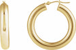 14K Yellow Round Tube 30 mm Hoop Earrings