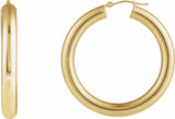 14K Yellow Gold Round Tube 40 mm Hoop Earrings