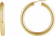 14K Yellow Round Tube 45 mm Hoop Earrings