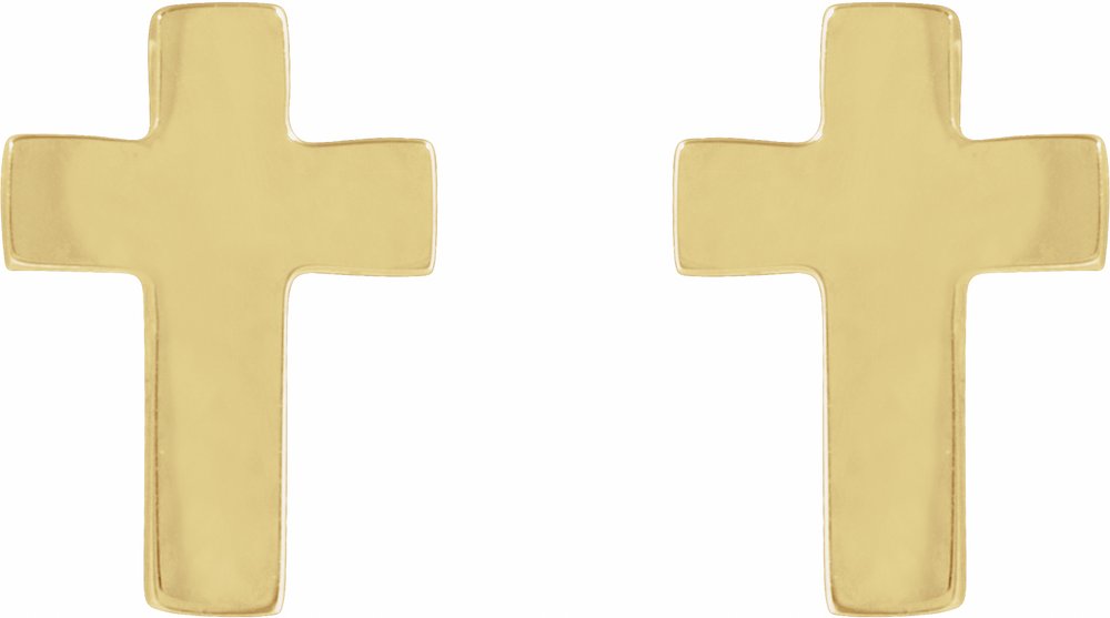 14K Yellow 7x5 mm Cross Earrings