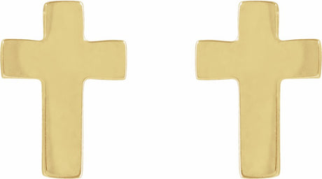 14K Yellow 7x5 mm Cross Earrings