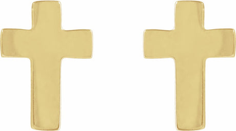 14K Yellow Gold 7x5 mm Cross Earrings