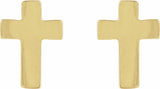 14K Yellow Gold 7x5 mm Cross Earrings