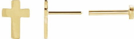 14K Yellow Gold 7x5 mm Cross Earrings