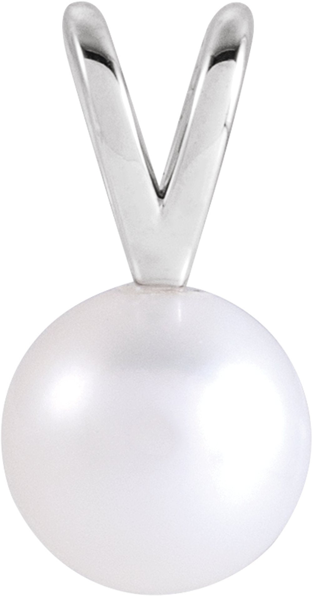 14K White Cultured White Akoya Pearl Pendant