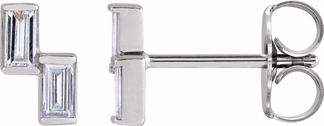 14K White Gold 1/4 CTW Natural Diamond Two-Stone Stud Earrings