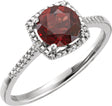 Sterling Silver Natural Mozambique Garnet & .01 CTW Natural Diamond Ring