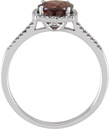 Sterling Silver Natural Mozambique Garnet & .01 CTW Natural Diamond Ring