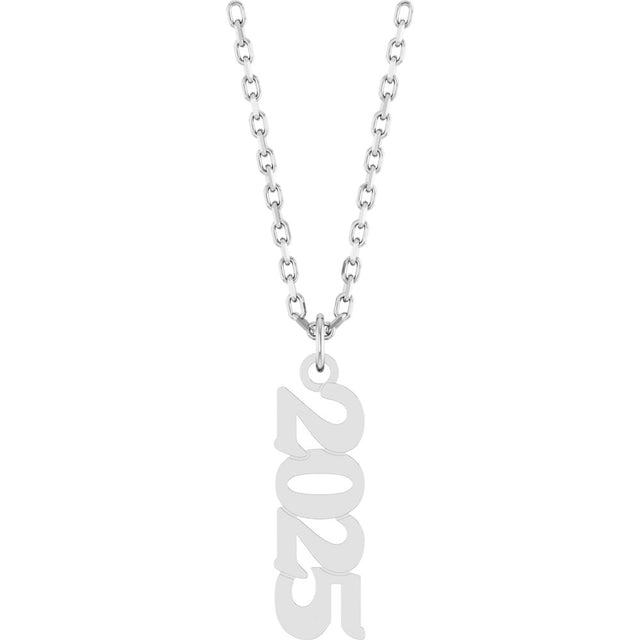 14K White Gold Petite 2025 18" Necklace