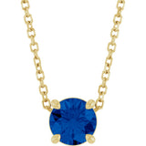 14K Yellow Gold 5.5 mm Natural Blue Sapphire 16-18" Necklace