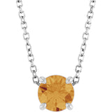 14K White Gold 5.5 mm Natural Citrine 16-18" Necklace