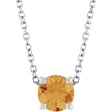 14K White Gold 5.5 mm Natural Citrine 16-18" Necklace