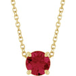 14K Yellow Gold 5.5 mm Lab-Grown Ruby 16-18" Necklace
