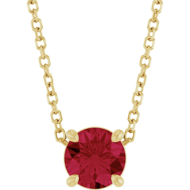 14K Yellow 5.5 mm Lab-Grown Ruby 16-18" Necklace