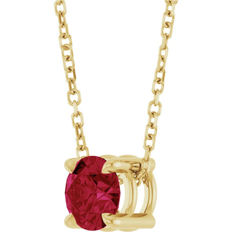 14K Yellow 5.5 mm Lab-Grown Ruby 16-18" Necklace