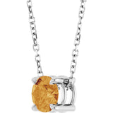 14K White Gold 5.5 mm Natural Citrine 16-18" Necklace