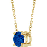 14K Yellow Gold 5.5 mm Natural Blue Sapphire 16-18" Necklace