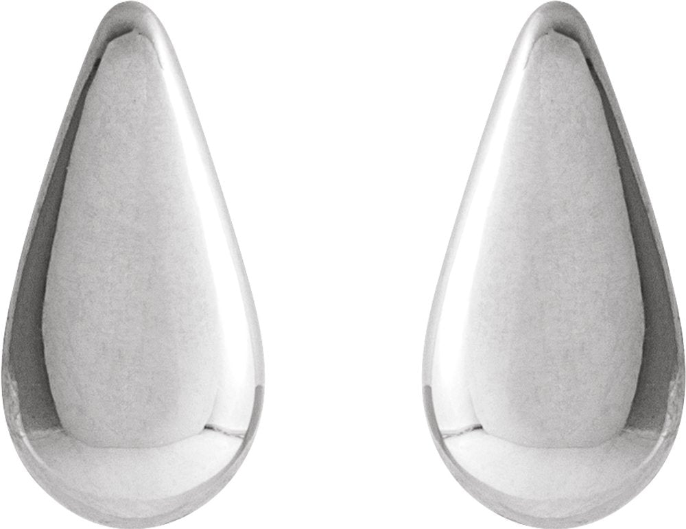 14K White Teardrop Stud Earrings