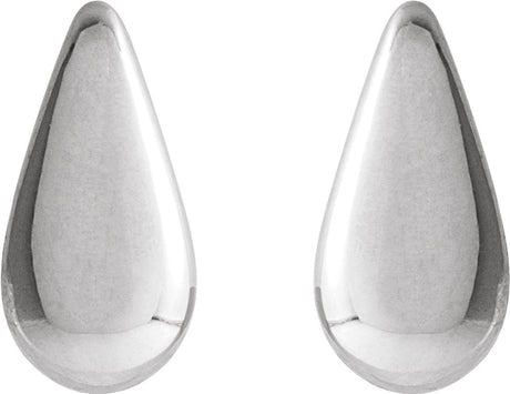 14K White Teardrop Stud Earrings