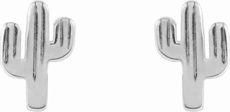 14K White Cactus Earrings