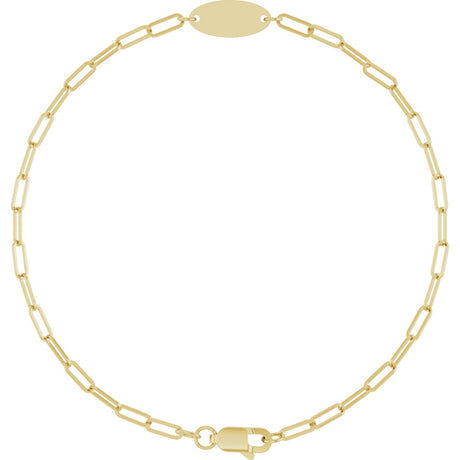 14K Yellow Gold Engravable Oval 7" Bracelet