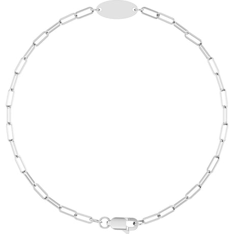 14K White Gold Engravable Oval 7" Bracelet