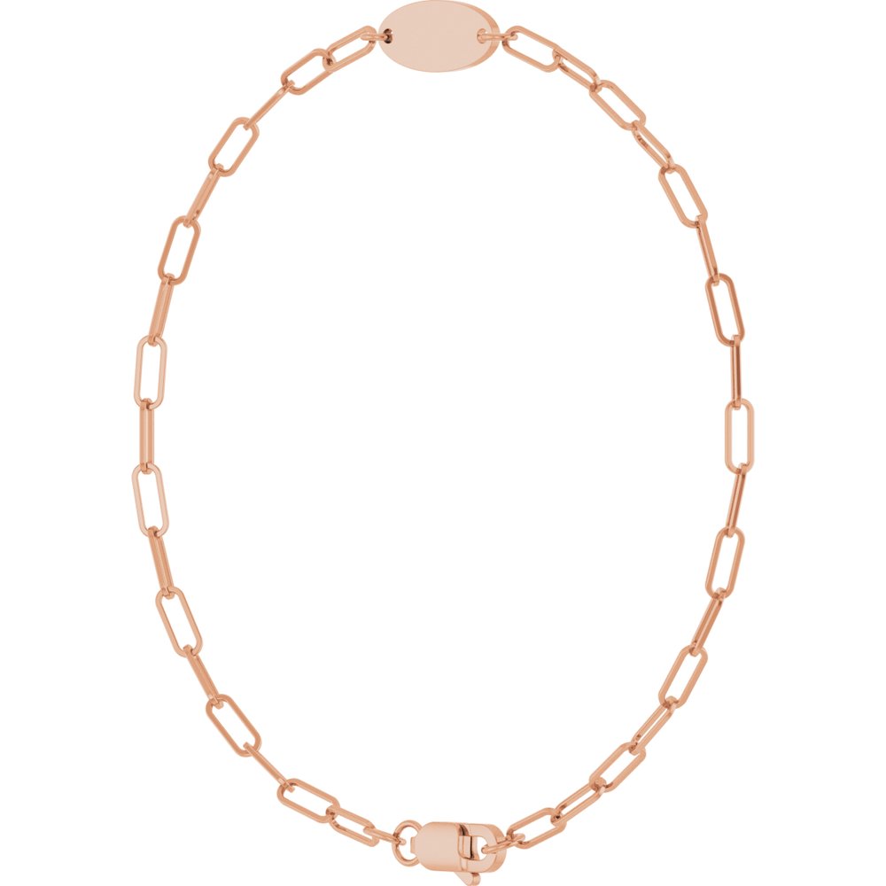 14K Rose Engravable Oval 7" Bracelet