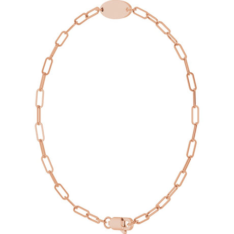 14K Rose Engravable Oval 7" Bracelet