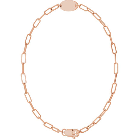 14K Rose Gold Engravable Oval 7" Bracelet