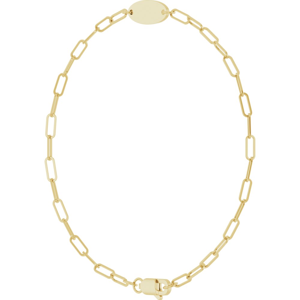 14K Yellow Gold Engravable Oval 7" Bracelet