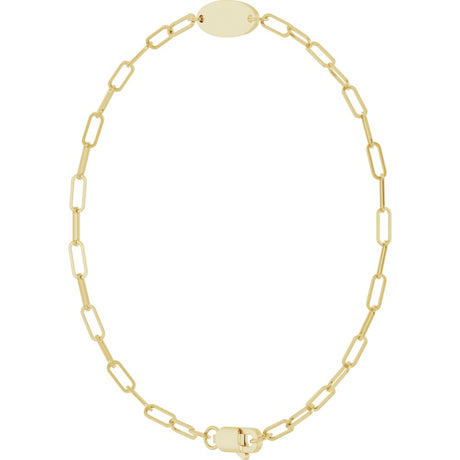 14K Yellow Gold Engravable Oval 7" Bracelet