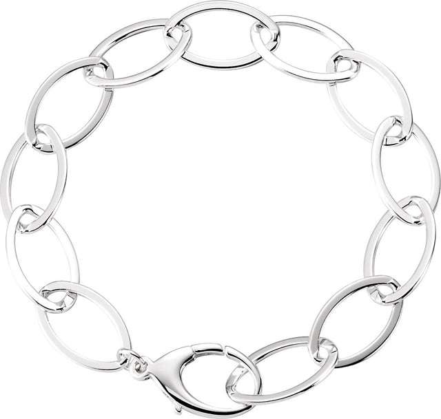 Sterling Silver 11.2 mm Cable 8" Bracelet