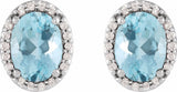 14K White Gold 5x3 mm Natural Aquamarine & .04 CTW Natural Diamond Halo-Style Earrings