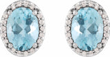 Platinum 6x4 mm Natural Aquamarine & .06 CTW Natural Diamond Halo-Style Earrings