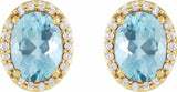 14K Yellow 5x3 mm Natural Aquamarine & .04 CTW Natural Diamond Halo-Style Earrings
