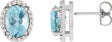 14K White Gold 6x4 mm Natural Aquamarine & .06 CTW Natural Diamond Halo-Style Earrings