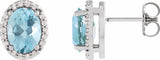 14K White Gold 6x4 mm Natural Aquamarine & .06 CTW Natural Diamond Halo-Style Earrings