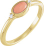 14K Yellow Natural Pink Coral & .03 CTW Natural Diamond Ring