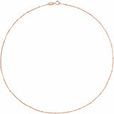 14K Rose Gold 1 mm Beaded Curb 18" Chain