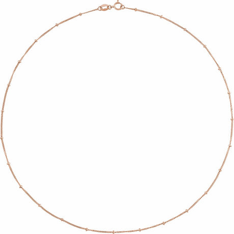 14K Rose Gold 1 mm Beaded Curb 18" Chain