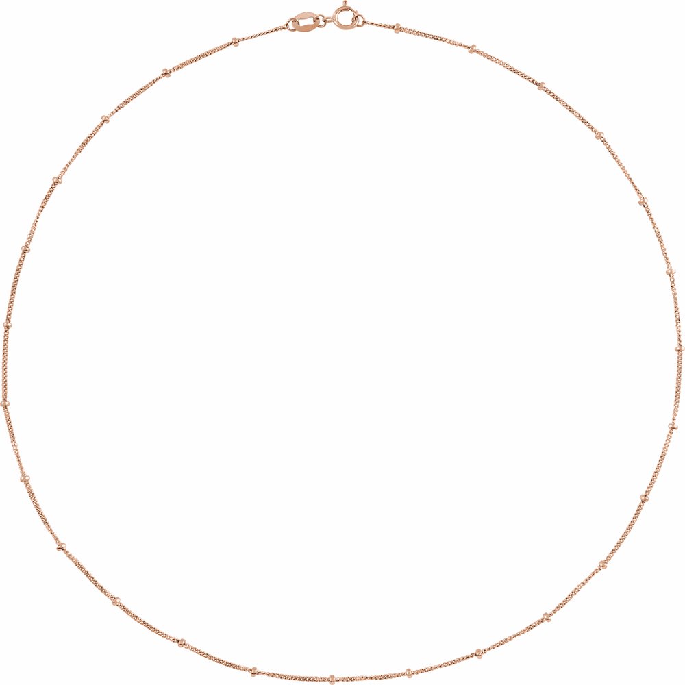 14K Rose Gold 1 mm Beaded Curb 20" Chain