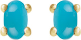 14K Yellow Gold 7x5 mm Oval Natural Turquoise Earrings