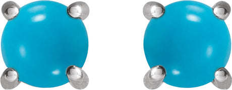 14K White 6 mm Natural Turquoise Earrings