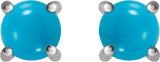 14K White Gold 6 mm Natural Turquoise Earrings