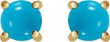 14K Yellow Gold 6 mm Natural Turquoise Earrings