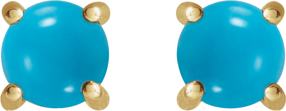 14K Yellow 6 mm Natural Turquoise Earrings